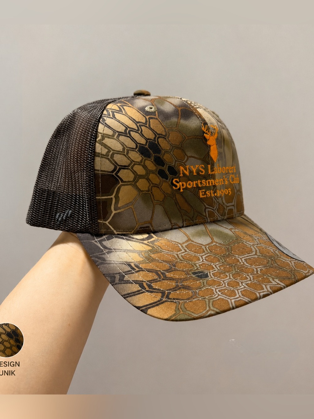 NYS Labrens Sportsmen's Club Camouflage Trucker Hat - Brown/Green